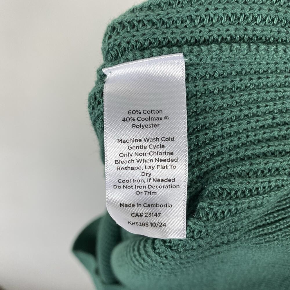 T By Talbots Sweater Medium Green Chevron Coolmax Half-Zip Pullover Cotton Blend - Picture 8 of 8